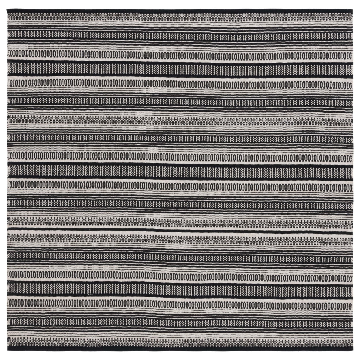 SAFAVIEH Montauk Joanna Striped Cotton Area Rug, Black/Ivory, 8' x 10'