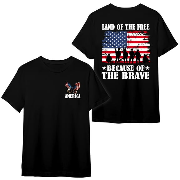 FLAGWIX Patriotic Gifts For Men - Land Of The Free Because Of The Brave, 4th Of July Gifts - Mens Shirts