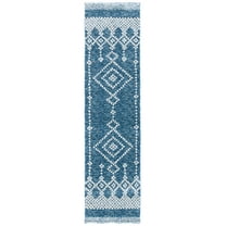 SAFAVIEH Tunisia Earnestine Geometric Runner Rug, Navy/Ivory, 2' x 8'