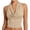 Beige, variant on Women's Cowl Neck Halter Top Sleeveless Form Fitting Ruched Waist Solid Color Stretchy Knit Comfy Cropped Tank Elegant spring Summer Cute Blouse 2026 Fashion Crop Going Out Tops Dressy Basic Tees