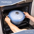 thumbnail image 3 of Olla holandesa de hierro fundido esmaltado Nuovva con tapa, antiadherente, de 6.4 cuartos de galón, resistente y apta para horno hasta 260 °C (500 °F), para hornear pan, estofar, guisar y asar, 28 cm,, 3 of 5