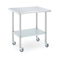 thumbnail image 1 of YUSAZENS Table de Préparation Utilitaire en Acier Inoxydable avec Roulettes, 2 Niveaux Réglables pour Cuisine Restaurant Blanc 24*30 Po, 1 of 7