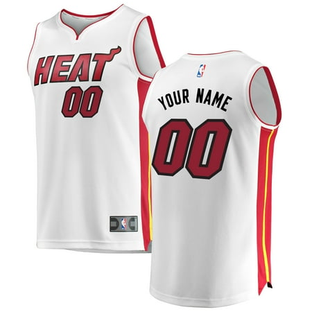 Miami Heat Mens Jerseys - Men's Miami Heat Generic Branded White Fast Break Custom Replica Jersey - Association Edition-S