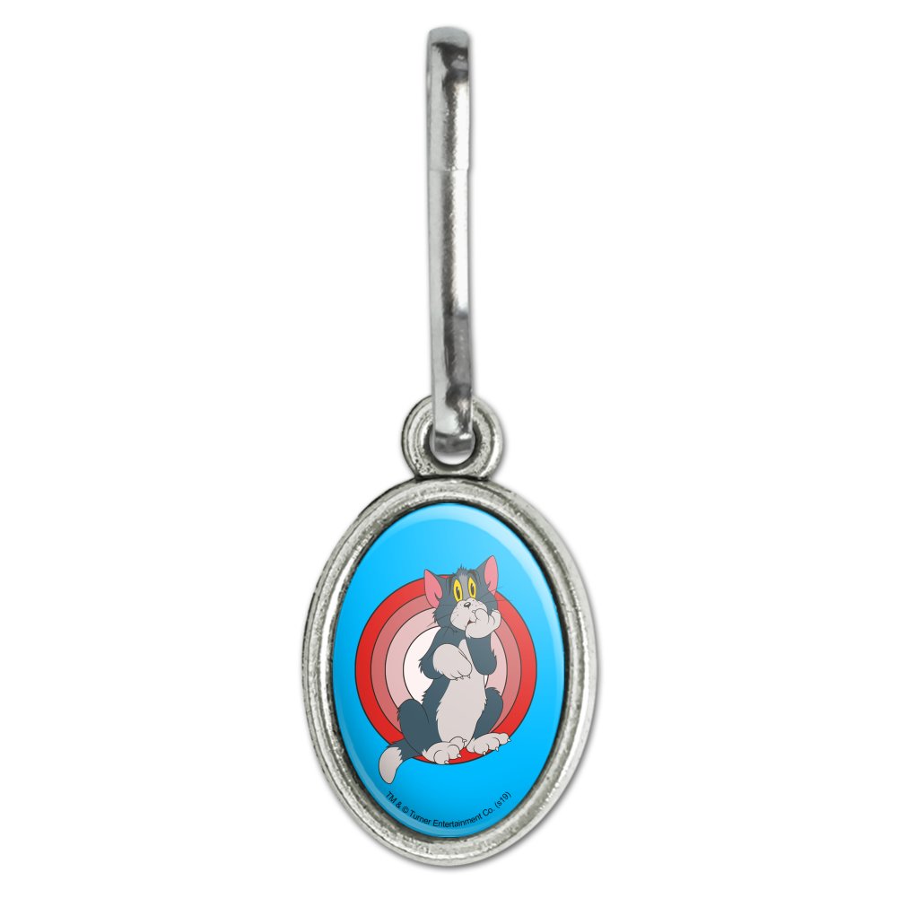 Tom and Jerry Tom Character Antiqued Oval Charm Clothes Purse Suitcase Backpack Zipper Pull Aid - image 1 of 5
