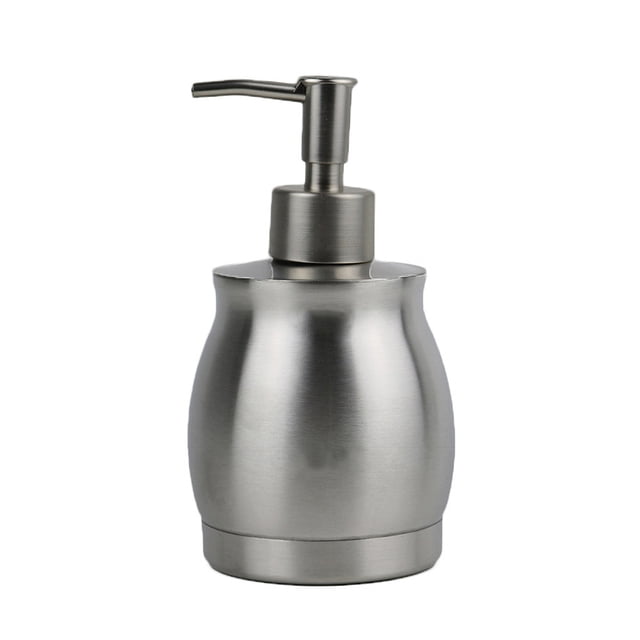 Dispensador de jabón líquido de acero inoxidable de 390 ml, contenedor de jabón manual, botella de loción de acero inoxidable