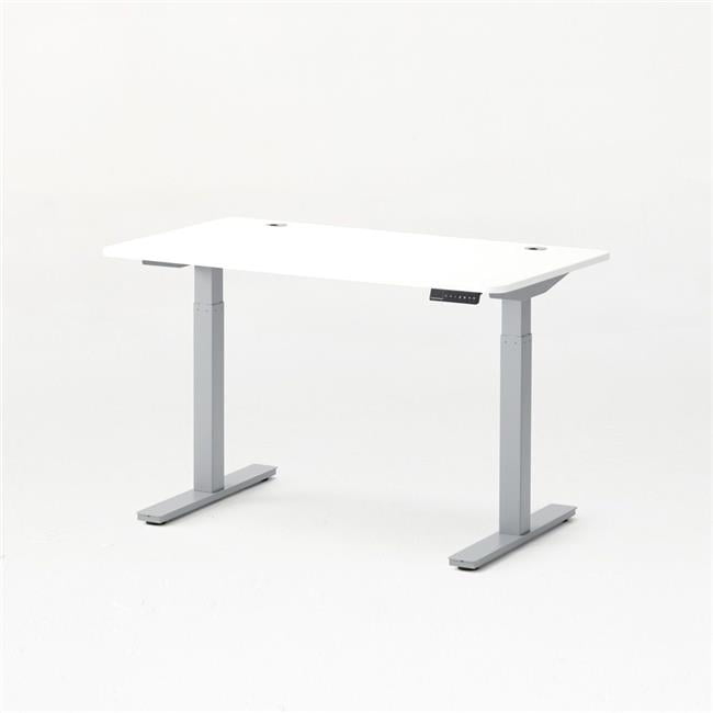 Autonomous Standard Height-Adjustable Standing Desk - Dual Motor - Grey Frame White Matte Top