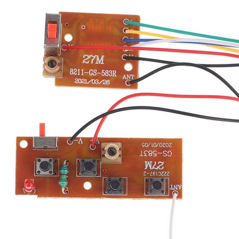 4CH RC Remote Control 27MHz Circuit PCB Transmitter and Receiver Board parts with Antenna Radio System Walmart