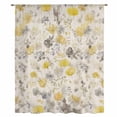 thumbnail image 2 of Yellow Grey Botanical Sheer Curtains 45 Inches Long, Spring Floral Watercolor Rustic Light Filering Curtains, Breathable Simi Curtain Privacy Drapes for Kitchen Bathroom Small Window Treatment, 2 of 9