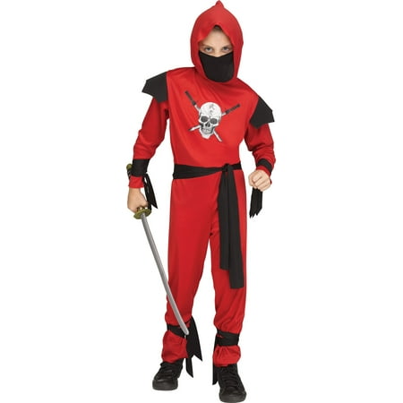 Red Skull Ninja Boys Child Secret Agent Halloween