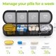 thumbnail image 2 of Organizador de pastillas semanal 4 veces al día, pastillero diario portátil de 7 días para viajes, Pastillero a prueba de luz (negro), 2 of 5