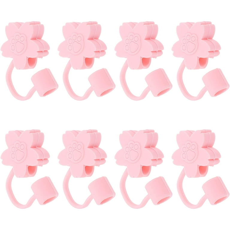 8pcs Straw Cover Cap Reusable Silicone Straw Toppers Cute Drinking