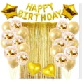 thumbnail image 1 of Juego de 16 pulgadas con letras de feliz cumpleaños en dorado y negro, conjunto de suministros para fiesta estilo cortina de seda con lentejuelas y globos negros, 1 of 6