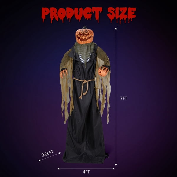 7FT Halloween Standing Decoration Touch-Activated with LED Lights for Yard Garden Party