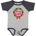 thumbnail image 3 of Inktastic Merry Christmas Wreath with Red Bow and Ornaments Boys or Girls Baby Bodysuit, 3 of 5