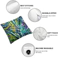 thumbnail image 4 of COMIO  Leaf Throw Pillow Cushion Cover by,Watercolor Artwork of Tropical Island Vegetation Colorful Palm Leaves,Decorative Square Accent Pillow Case,Purple Blue and Light Green 2pc, 4 of 6