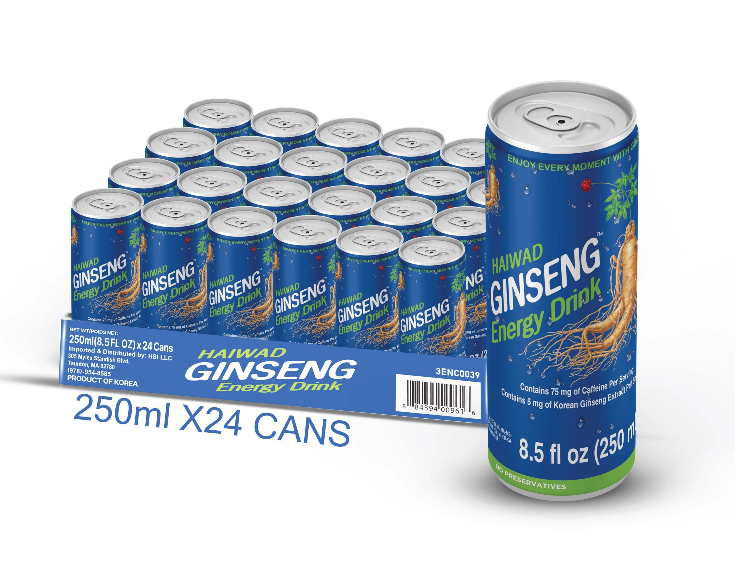 Haiwad Ginseng Energy Drink with Mango, Pear with Fruity Flavor, Fructose