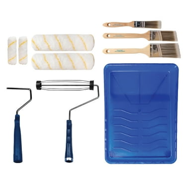 Pro Grade Paint Roller Tray Kit, Plastic Paint Tray with Paint Brushes and Rollers, 10-Piece Set
