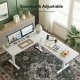 thumbnail image 3 of DESINO L-Shaped Standing Desk Adjustable Height, 63 Inch Electric Stand up Corner Computer Desk, Sit Stand Home Office Desk with Splice Board, White, 3 of 9