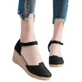 thumbnail image 4 of Ruyang Wedges for Women Dressy Soft Leather Peep Toe Women’s Wedge Sandals Casual Summer Slip on Espadrilles Dress Shoes, 4 of 6