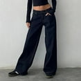 thumbnail image 2 of ADSSDQ Women Y2k Low Rise Baggy Jeans Loose Fit Boyfriend Straight Wide Leg Jeans Trendy Stretch Long Denim Pants with Pockets Turquoise L, 2 of 4