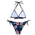 thumbnail image 6 of Women's Bikinis Tropical Print Two Piece Bikini Set Tie Side Halter Bathing Suits Summer Beach Vacation Swimsuit for Women Multicolor-8 M, 6 of 6
