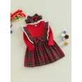 thumbnail image 3 of Genuiskids Baby Girl 2Pcs Christmas Dress Outfits Infant Long Sleeve Plaid Print Ruffle Dress + Headband Set, 3 of 8