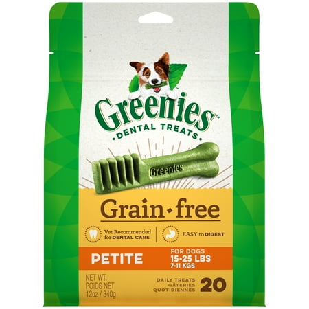 4 Greenies - GREENIES Grain Free Petite Natural Dental Dog Treats, 12 oz. Pack