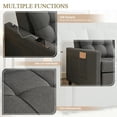 thumbnail image 3 of LAKPS 52" Linen 3-in-1 Convertible Sleeper Sofa with Pull-Out Bed, Stepless Adjustable Backrest & Side Pocket - for Family, Living Room, Dorm, Apartment, Linen, Dark Grey, 3 of 8