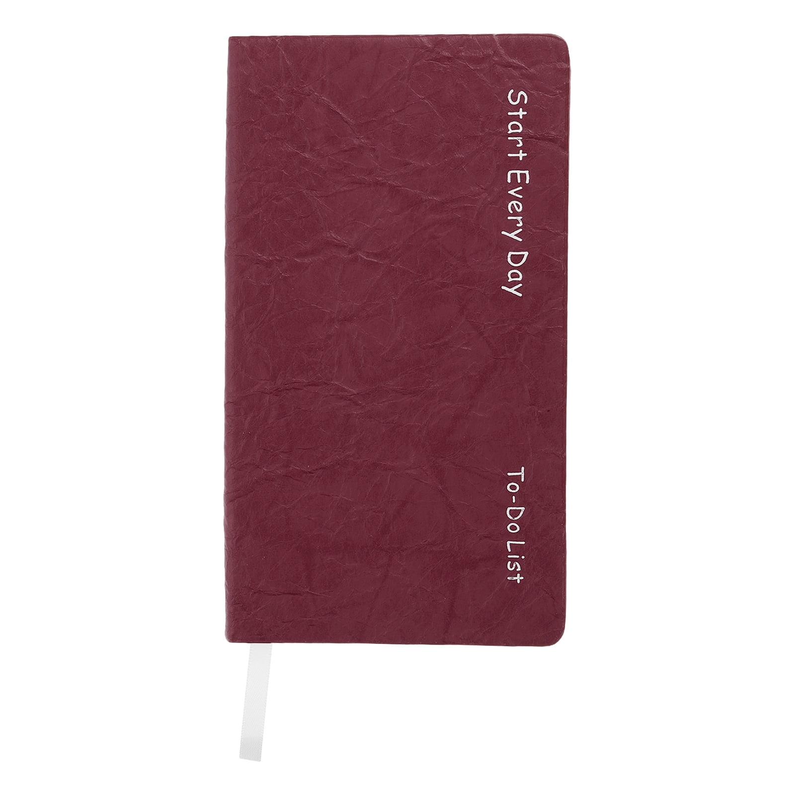 Uxcell A6 PU Daily Planner 100 Sheets to Do List Notebook Wine Red Undated Daily Planner Notebook Portable Task Management Wrinkled PU Cover 100gsm for Office Study Checklist Family Lists