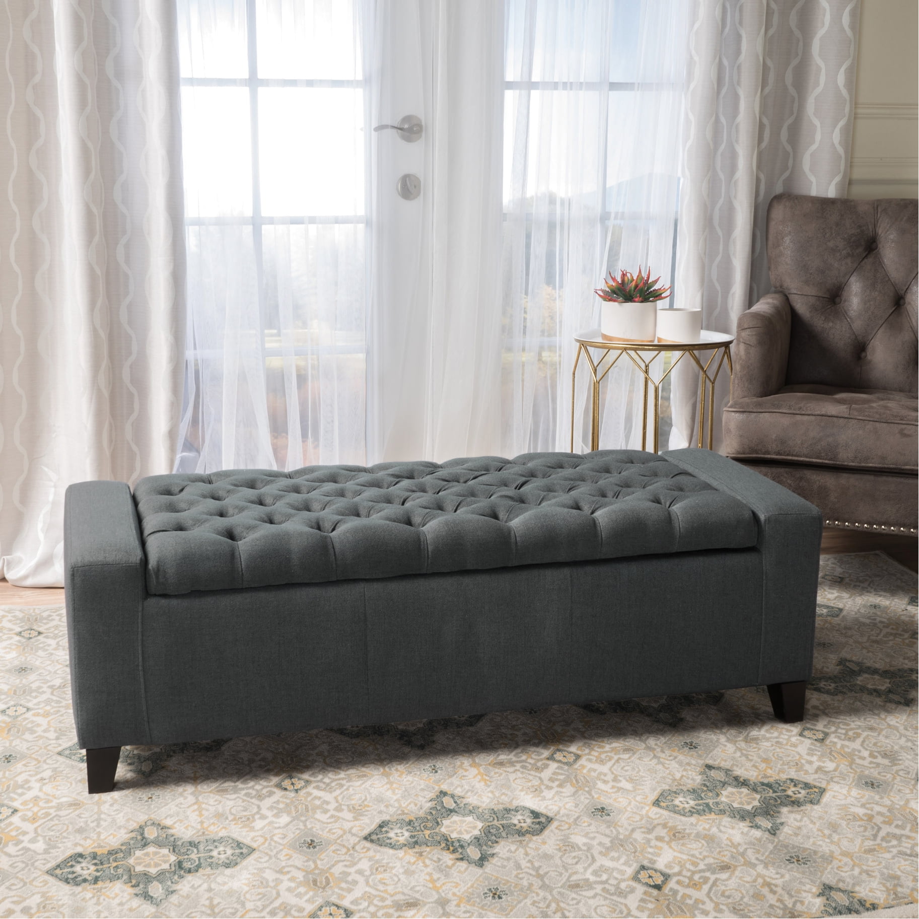 Dark Gray Storage With Stylish Look - 20.50”d X 51.00”w 16.54”h Adds Elegance To Your Room For Home Keeps Organized