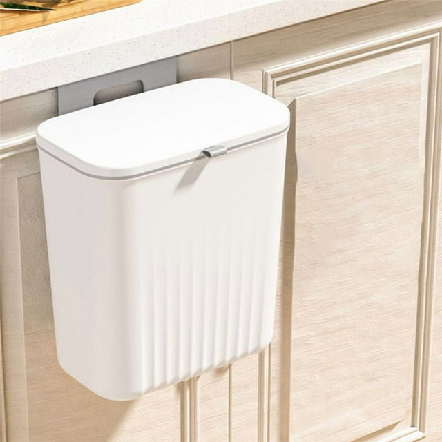 Cubo de Basura de Cocina, Puerta de Armario para el Hogar, Cubierta Deslizante Colgante, Cubo de Almacenamiento, Cubo de Basura, Cubo de Basura Montado en la Pared, Blanco