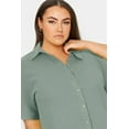 thumbnail image 4 of TIYOMI Women's Plus Size Cotton Shirts Tops Collared Green Short Sleeve 3X Button Down Solid Casual Shirts Loose Fit Summer Blouses 3XL 22W 24W, 4 of 8