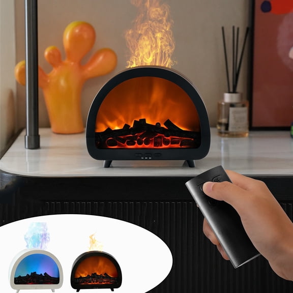 COM1950s Fireplace Aroma Diffuser,Essential Oil Humidifier with Colorful Mist & Led Flame Effect,Auto Shut-Off Safety,Multi-Functional Device for Home Office Bedroom Use,Compact and Quiet Operation