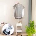 thumbnail image 5 of TFCFL Clothing Rack with Storage Mesh Shelf & Casters, Portable Garment Rack with Wheels, Metal Sturdy Rolling Clothing Racks for Home Bedroom Laundry Small Place Entryway (White), 5 of 18