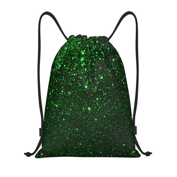 Fotbe Green Sparkling Bolsa Mochila con Cordón Estampada, Bolsa de Gimnasio Deportiva, Bolsa Cinch, Bolsa con Cordón para Hombres y Mujeres-Medium