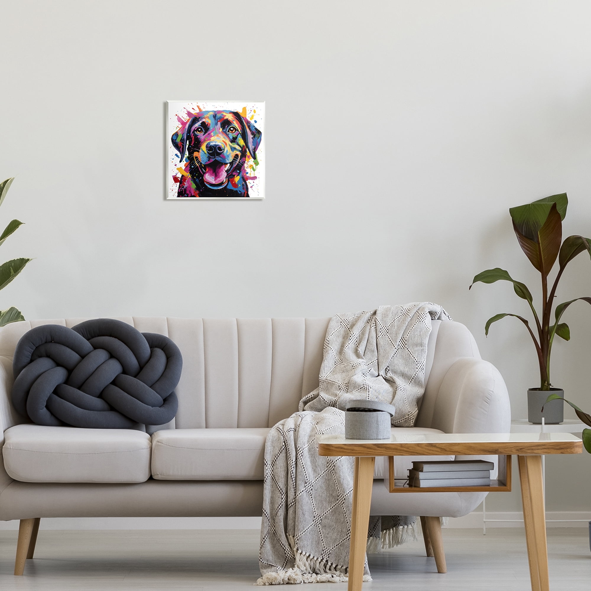 Stupell Industries Smiling Dog Modern Splatter Animals & Insects Painting Unframed Art Print Wall Art, 12 x 12