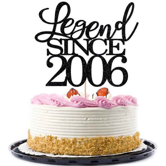 Migeaks Legend Since 2006 Decoración Para Tarta De 18 Cumpleaños, Decoración Para Tarta De Feliz Cumpleaños, Hombres Y Mujeres Animan A 18 Años, Decoración Para Tarta Hecha A Mano Con Purpurina Negra