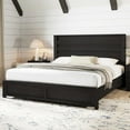 thumbnail image 6 of Merluxy Farmhouse King size Bed Frame with 49" Scalloped Headboard, Platform Bed with Natural Woodgrain Finish, No Boxspring/No Noise, Black, 6 of 9