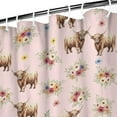 thumbnail image 3 of Pink Highland Cow Flower Pattern Shower Curtain 72"x72" ,Bathroom Decorative Shower Curtains Set with 12 Hooks,Modern Waterproof Washable Shower Curtain, 3 of 6