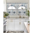 thumbnail image 4 of Texas Star Blue Swag Kitchen Curtains Sets for Windows 24 Inch Length, Farmhouse Country Branches Wooden Grain Short Window Curtain Panels Swags Valances and Tiers 3 Piece Set for Cafe/Dining Room, 4 of 5