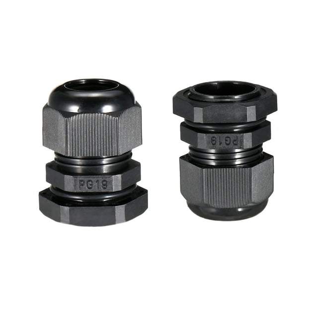 Unique Bargains 12-15mm PG19 Cable Gland Waterproof Plastic Joint Adjustable Locknut 30Pcs