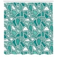 thumbnail image 3 of Ambesonne Geometric Shower Curtain, Elements in Tile Pattern, 69"Wx84"L, Dark Seafoam and White, 3 of 3