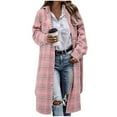 thumbnail image 2 of Neewe Women's Casual Plaid Lapel Cardigan Jacket Woolen Button Up Pocketed Long Shacket Coat, 2 of 6