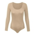 thumbnail image 4 of Hontri Women Onesises, Womens Crew Neck Long Sleeve Bodysuit Comfortable Against The Skin Tops Sexy Body Suits Women Clothing Beige S under $10, 4 of 8