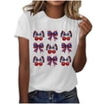 thumbnail image 4 of Camisas de Manga Corta para las Mujeres Moda Casual Impresión Cuello Redondo Suéter Tee Blusas, 4 of 7