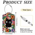 thumbnail image 2 of 2Pcs Black Cat Luggage Tags PU Leather Luggage Tag with Loop 4.5 x 2.8 Inch Flower Animal Pattern Rectangle Modern Unique TravelDIY, 2 of 7