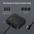 thumbnail image 6 of BOHASHIN Desktop Power Strip with USB, Flat Plug Outlet Extender, Flat Plug and 4 ft Long Extension Cords, Black, 6 of 8