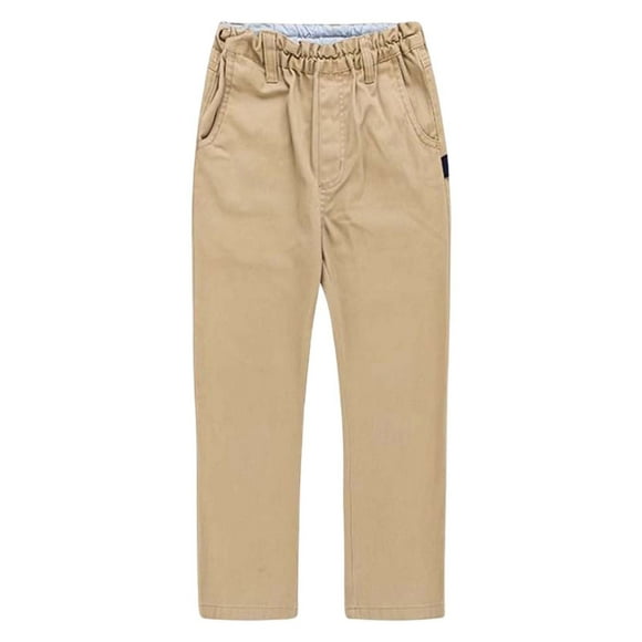 Wdgfv Boys Classic British Straight Leg Dress Pants for School Casual Wear Comfortable Kids Trousers Outdoor Daily Activities Khaki 130/l