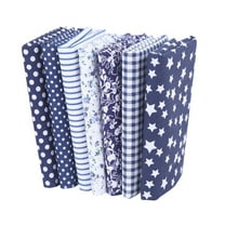 7 Pcs Cotton Craft Fabric Bundle Assorted 7 Designs Square Fabric Bundles Sewing Square Patchwork Precut Fabric Scraps for DIY Quilting Applique Doll Dress Making, 9.84x9.84 Inch, Blue