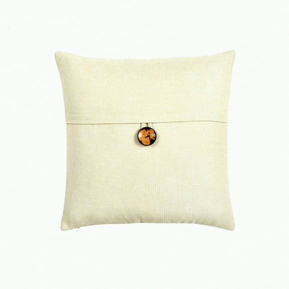 Ivory Square Woven Button Decorative Throw Pillow Cover - 20x20 - Bed, Couch, Chair - Home Decor Accent - Soft Cushion Case - Stylish Pillow Cover